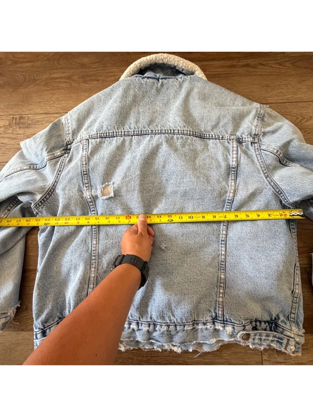 Vtg Silver Spur Western Sherpa Denim Jacket Thrashed XL
